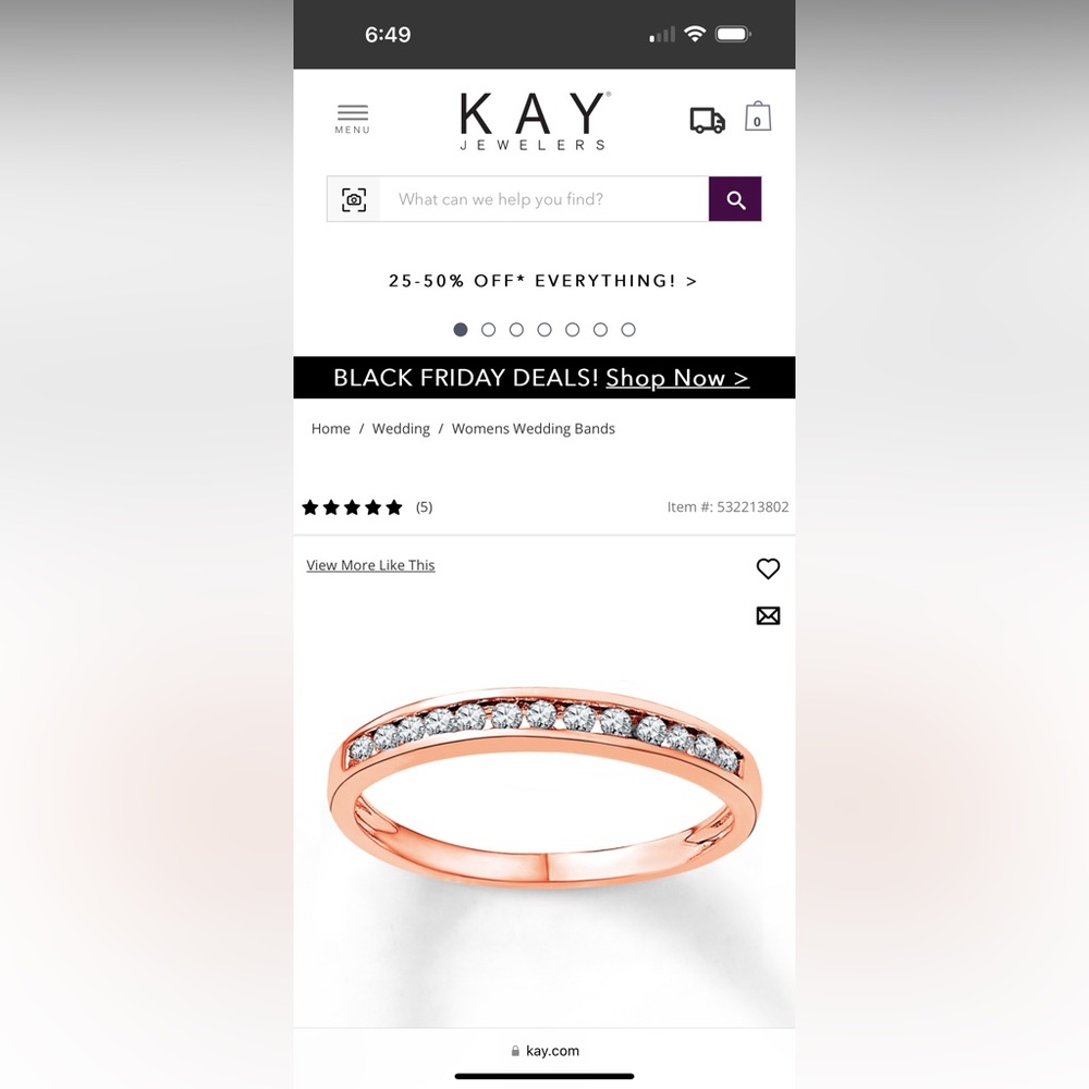 Kay’s Diamond Anniversary Ring 1/6 ct tw
Round-cut 10K Rose Gold